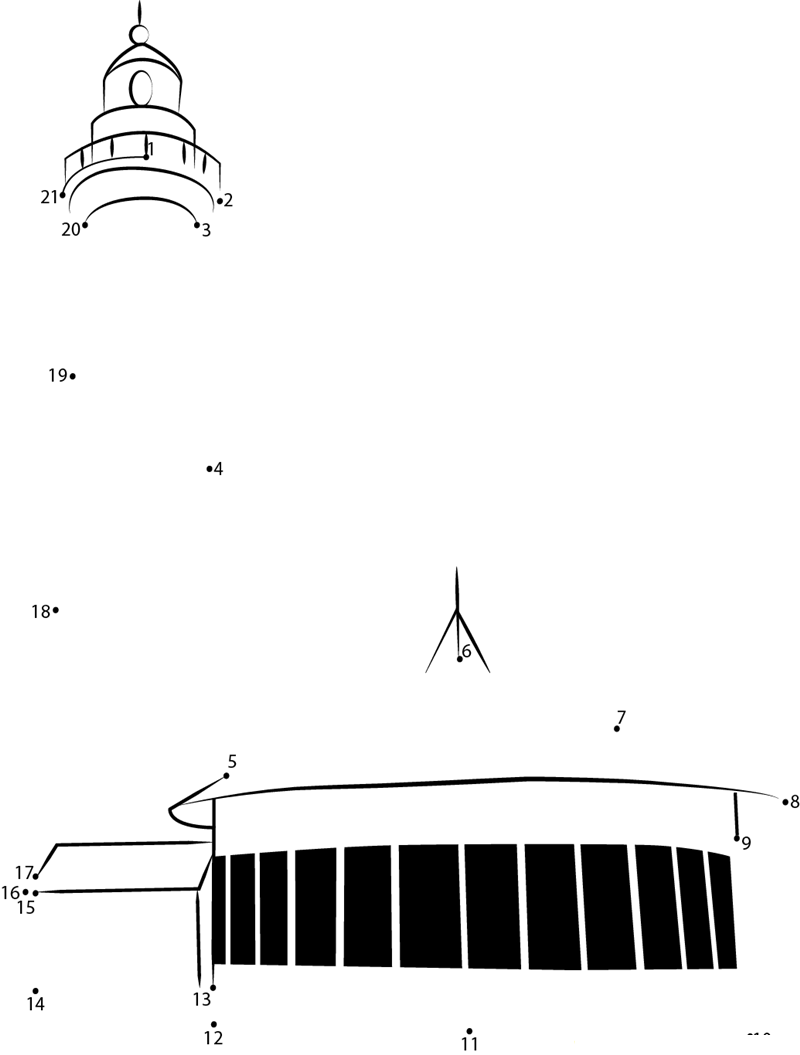 St Simons Lighthouse printable dot to dot worksheet