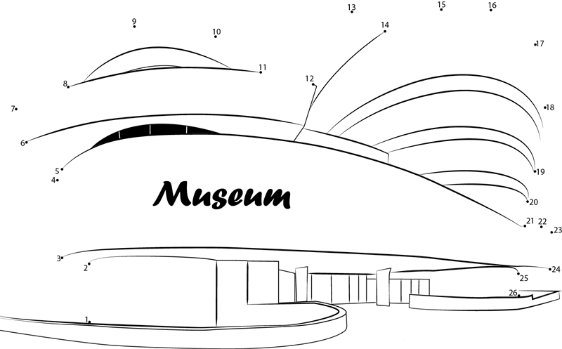 Guggenheim Museum printable dot to dot worksheet