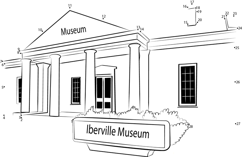 Iberville Museum printable dot to dot worksheet