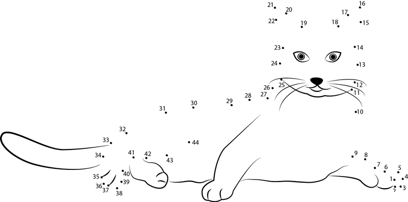 Cat Lying Isolated dot to dot worksheets