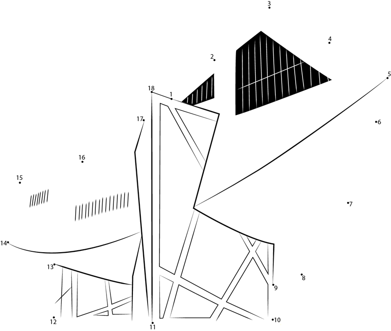 Libeskind China Museum printable dot to dot worksheet