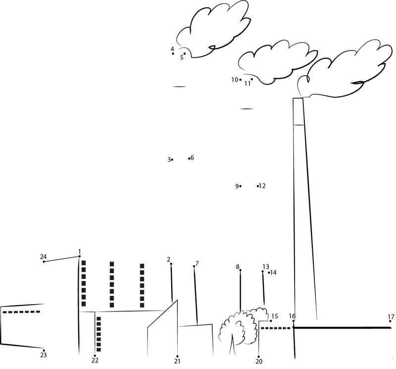 Coal Power Plant printable dot to dot worksheet