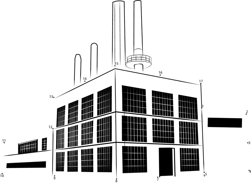 Notre Dame Power Plant printable dot to dot worksheet