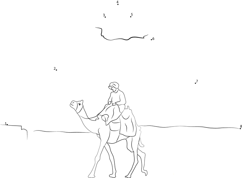 Camel In Front Of Pyramid printable dot to dot worksheet