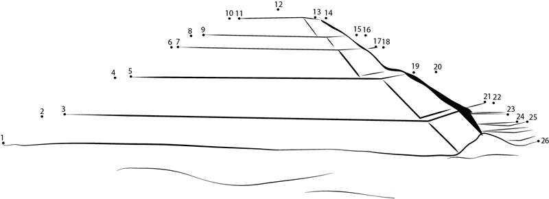 Pyramid Of The Sun printable dot to dot worksheet