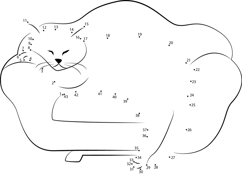 Cat On Space Saving Chair dot to dot worksheets