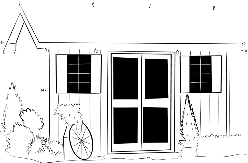 Amish Wooden Sheds printable dot to dot worksheet