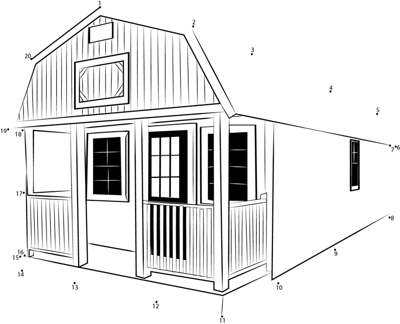 Beautiful Shed printable dot to dot worksheet