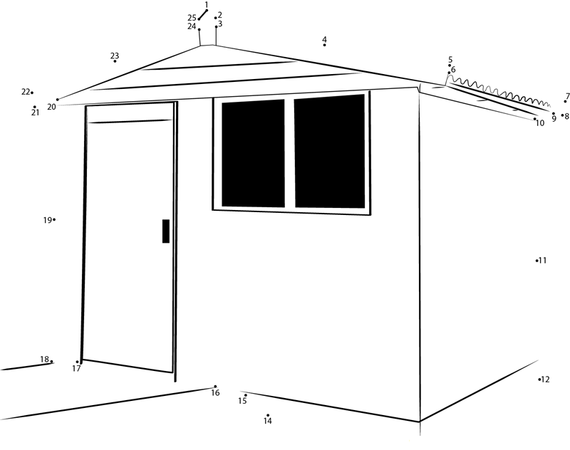 Concrete Shed printable dot to dot worksheet