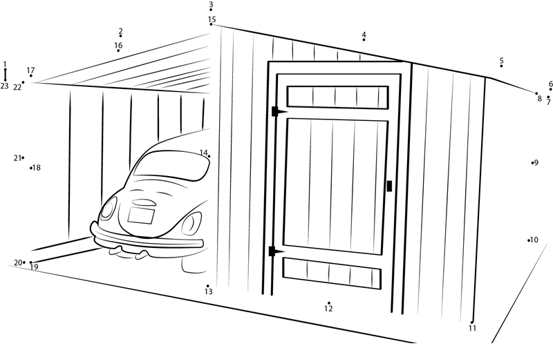 D Shed printable dot to dot worksheet