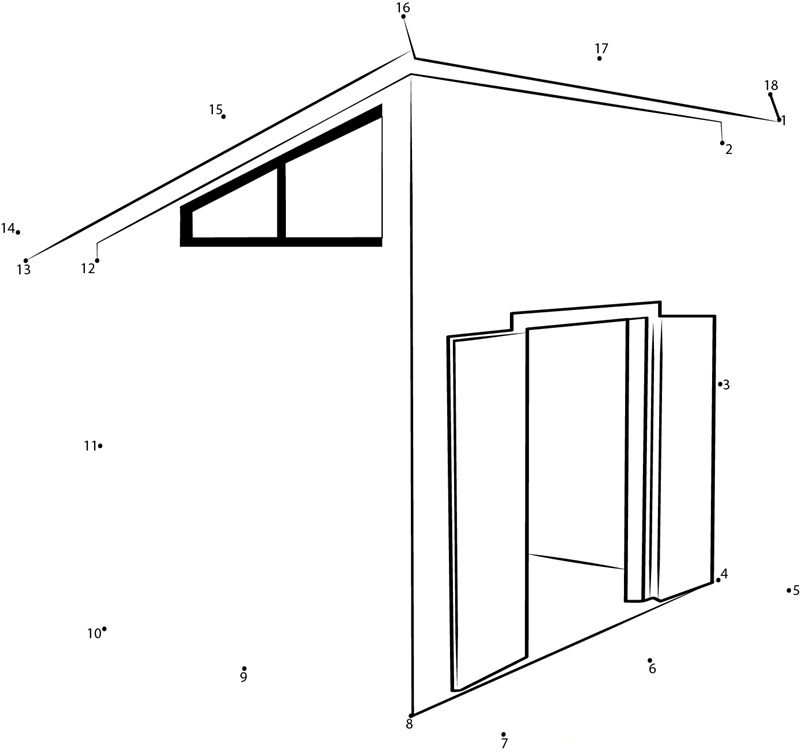 Deluxe Potting Shed printable dot to dot worksheet