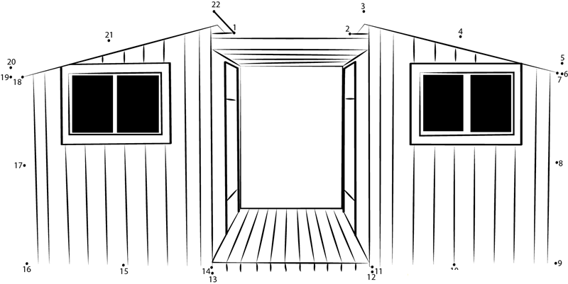 H Shed printable dot to dot worksheet