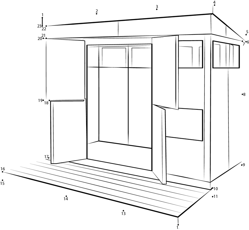 Modern Shed dot to dot worksheets