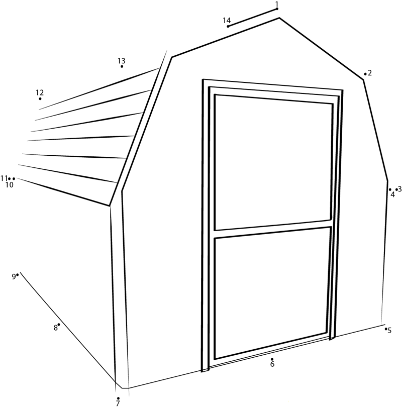 Outdoor Shed dot to dot worksheets