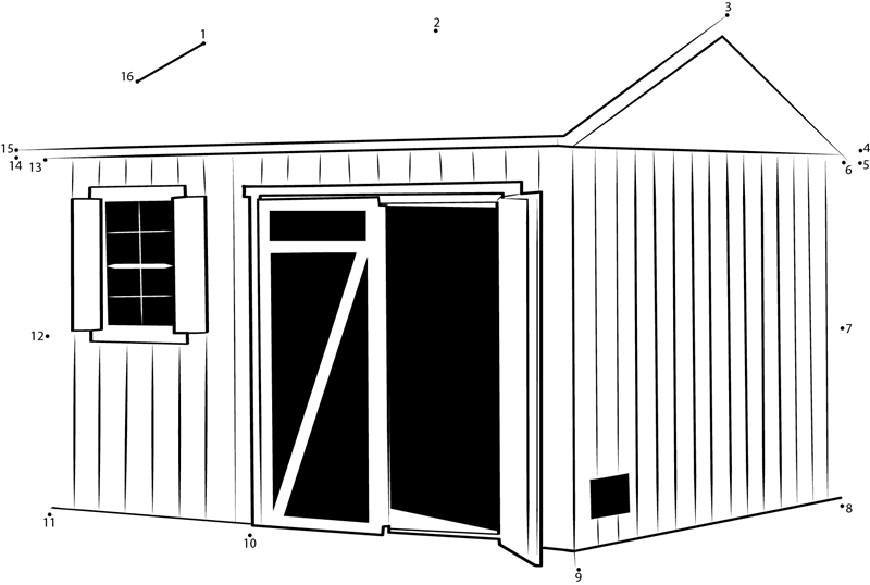 Outdoor Storage Shed dot to dot worksheets