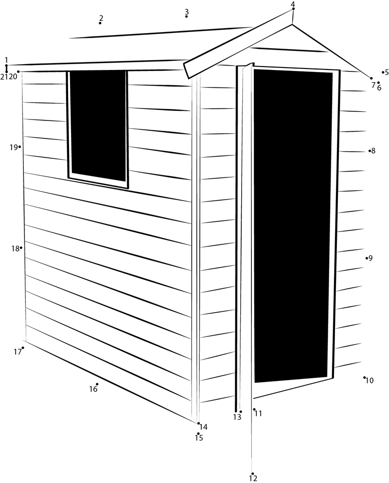 Pressure Treated Apex Wooden Shed dot to dot worksheets