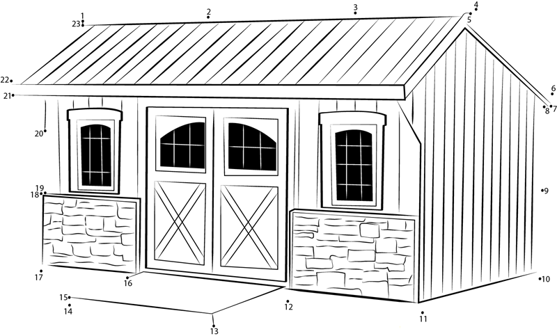 Rural Shed dot to dot worksheets