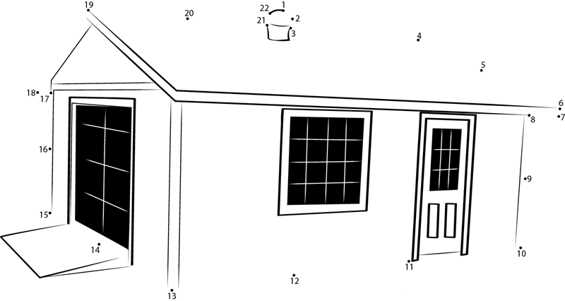 Shed printable dot to dot worksheet