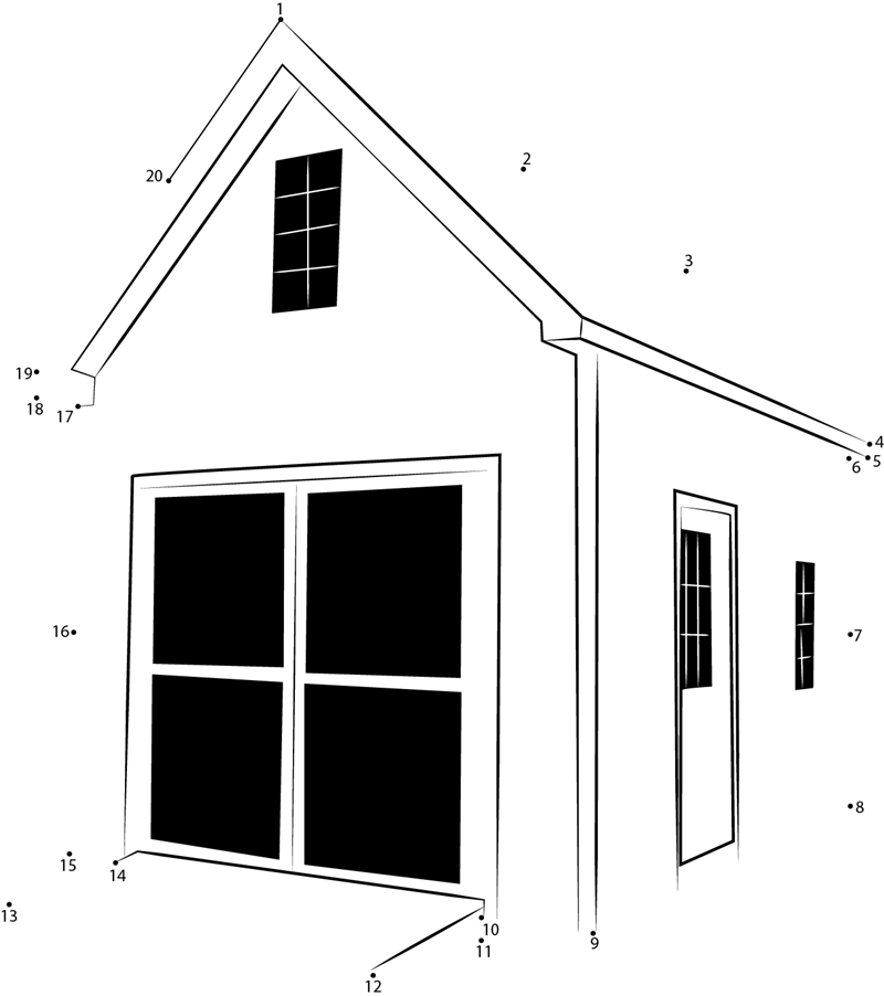 Story Shed printable dot to dot worksheet