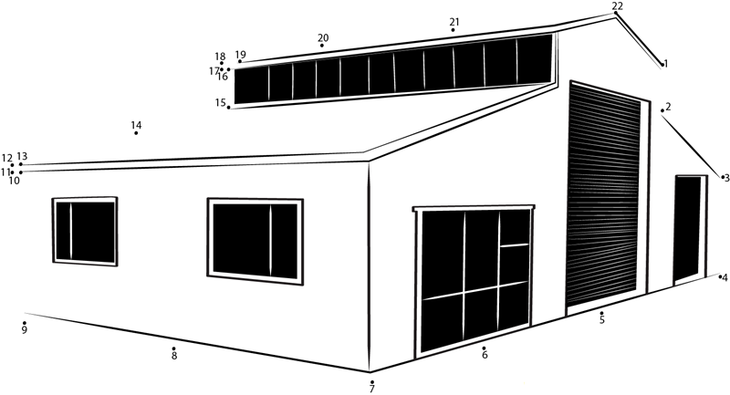 Tall Shed With Windows printable dot to dot worksheet