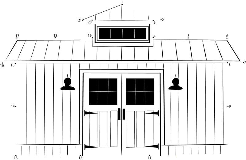 Traditional Sheds printable dot to dot worksheet