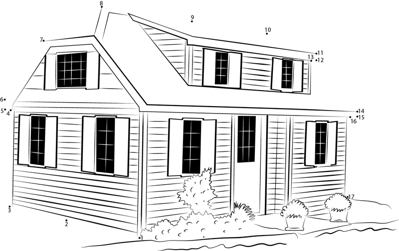 Unique Shed printable dot to dot worksheet