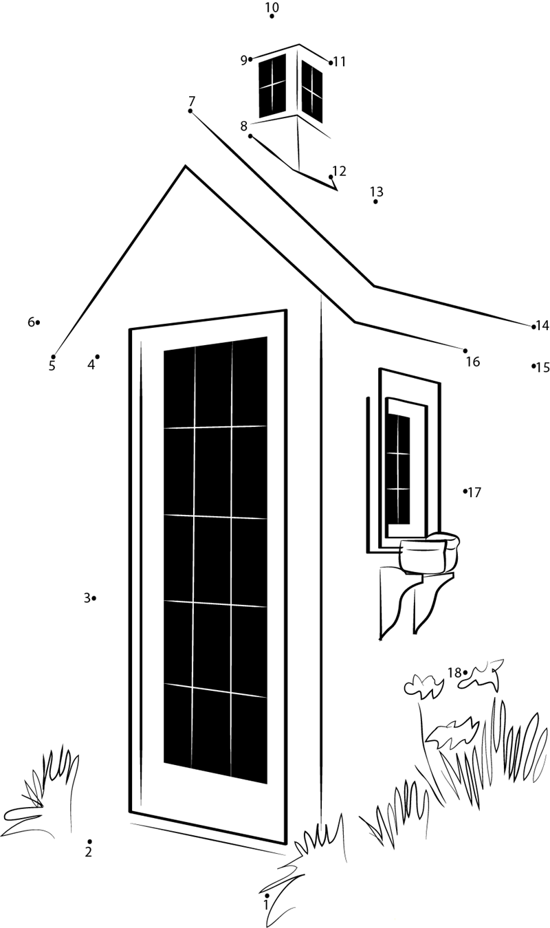 Vinyl Sided Sheds printable dot to dot worksheet