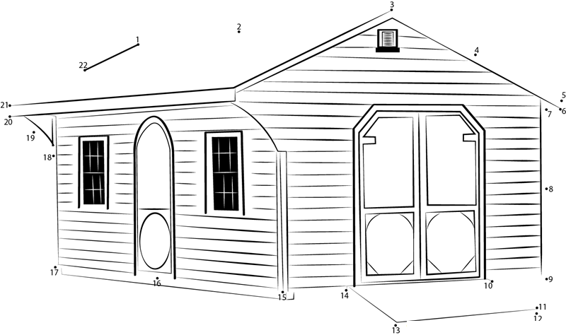 Wooden Shed printable dot to dot worksheet