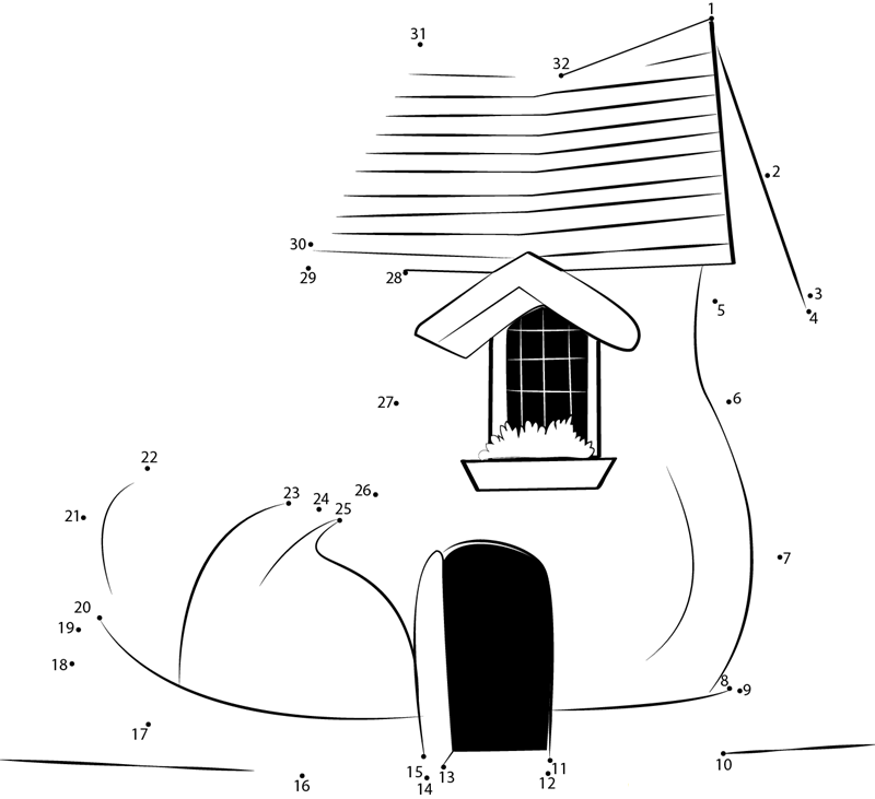 Fairy Tale Shoe House dot to dot worksheets