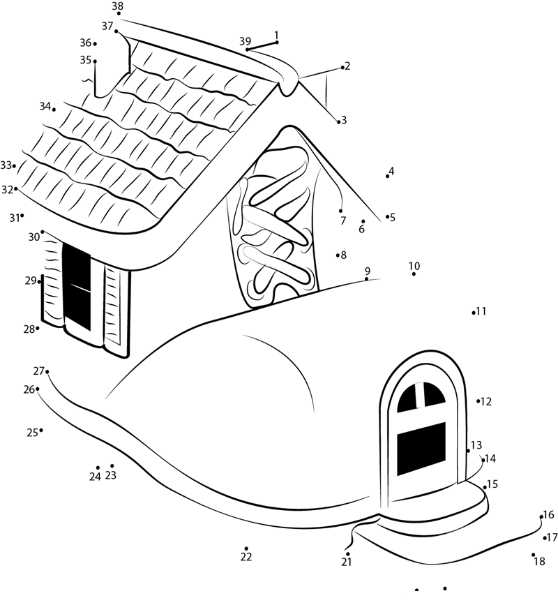 Famous Shoe House dot to dot worksheets