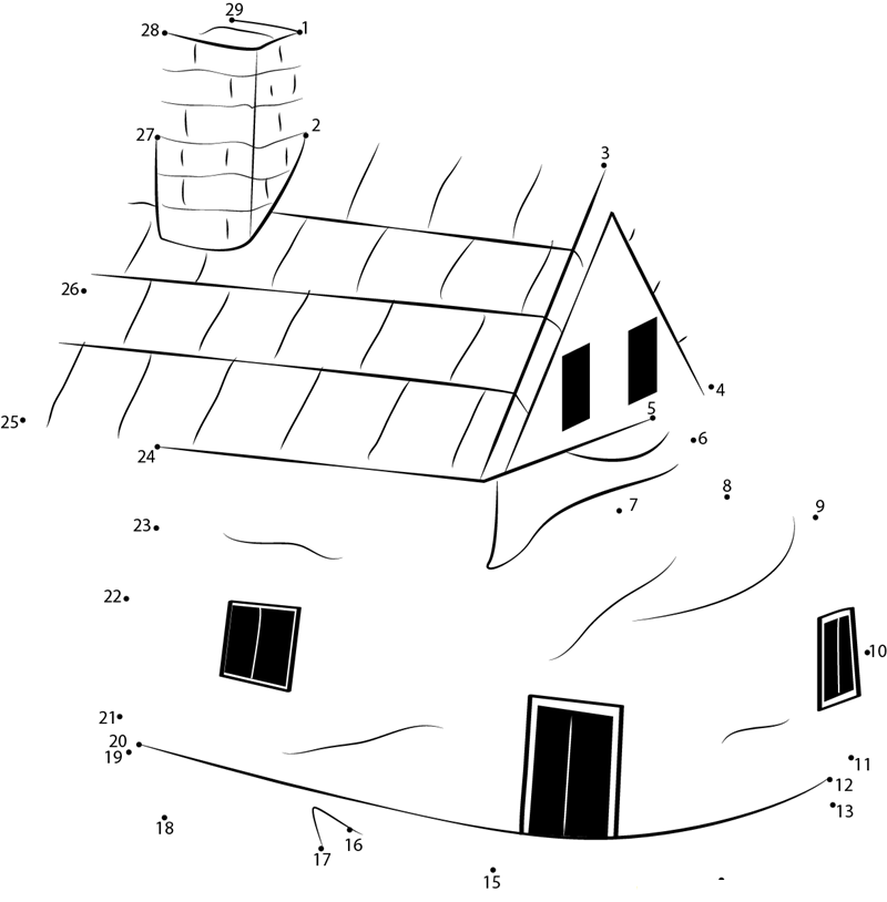 Mother Goose Shoe House dot to dot worksheets