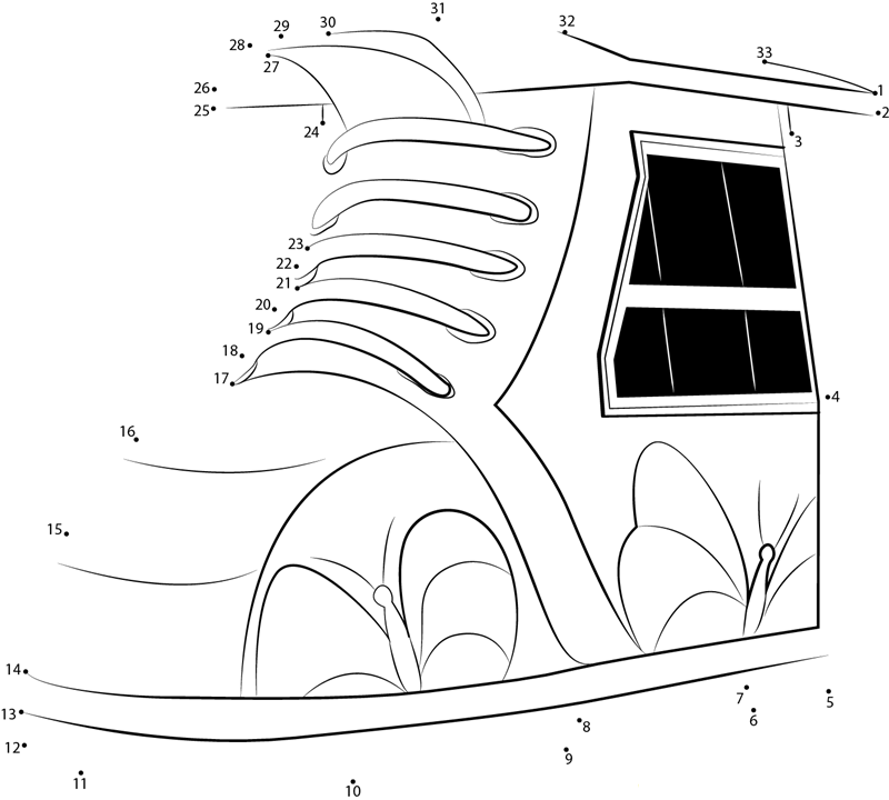 Peaceful Shoe House dot to dot worksheets