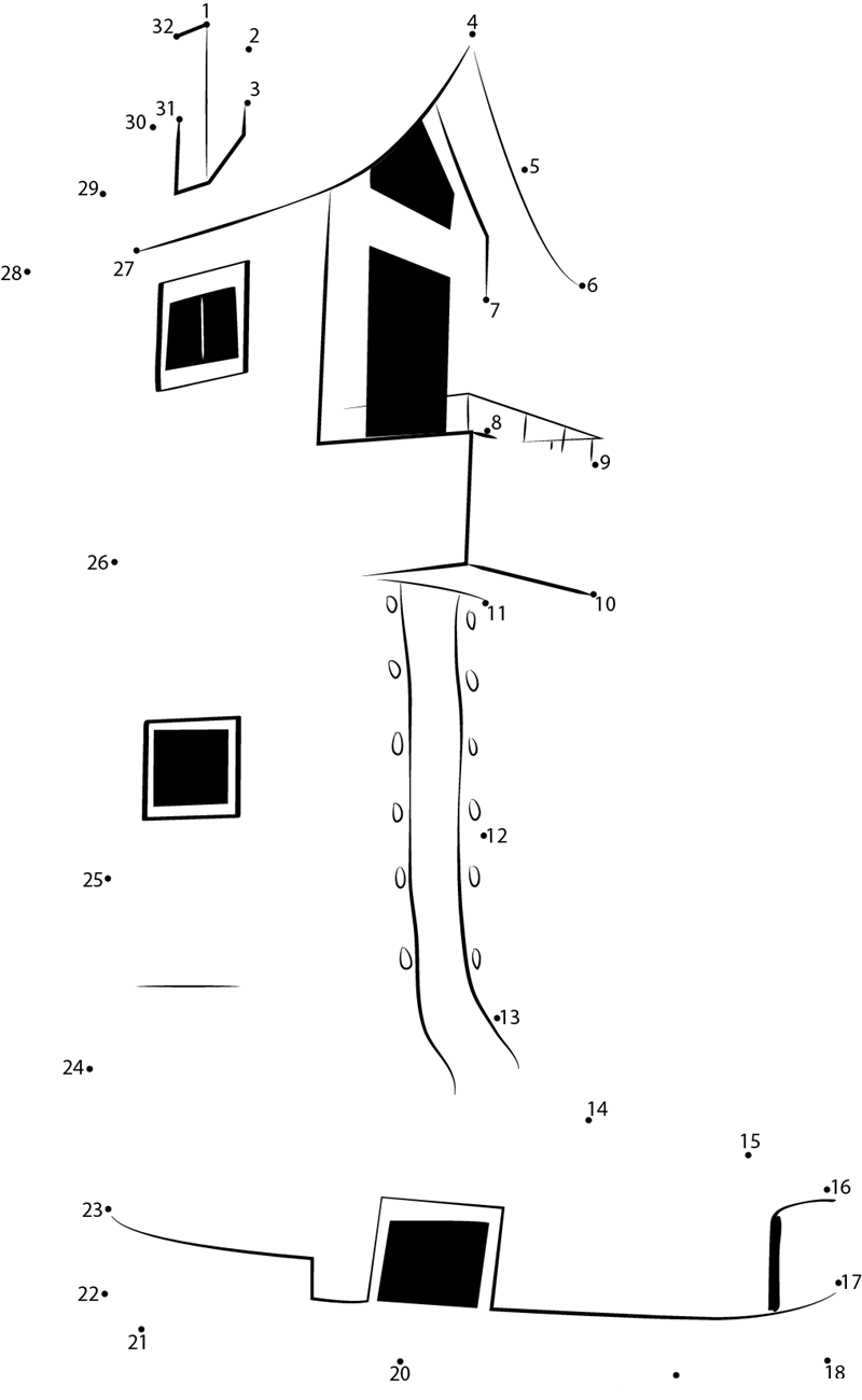 Story Town Shoe House dot to dot worksheets