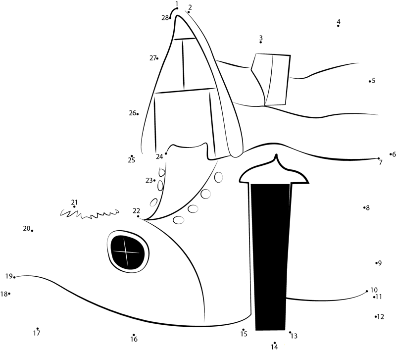 The Shoe House dot to dot worksheets