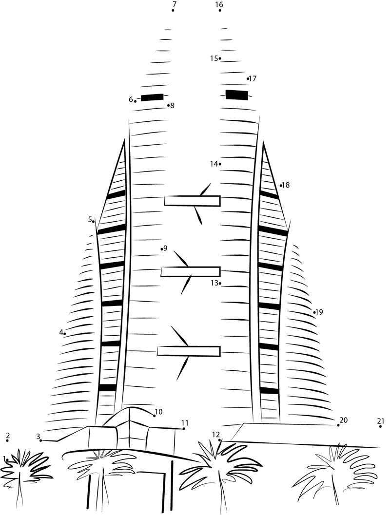 Bahrain Trade Center printable dot to dot worksheet