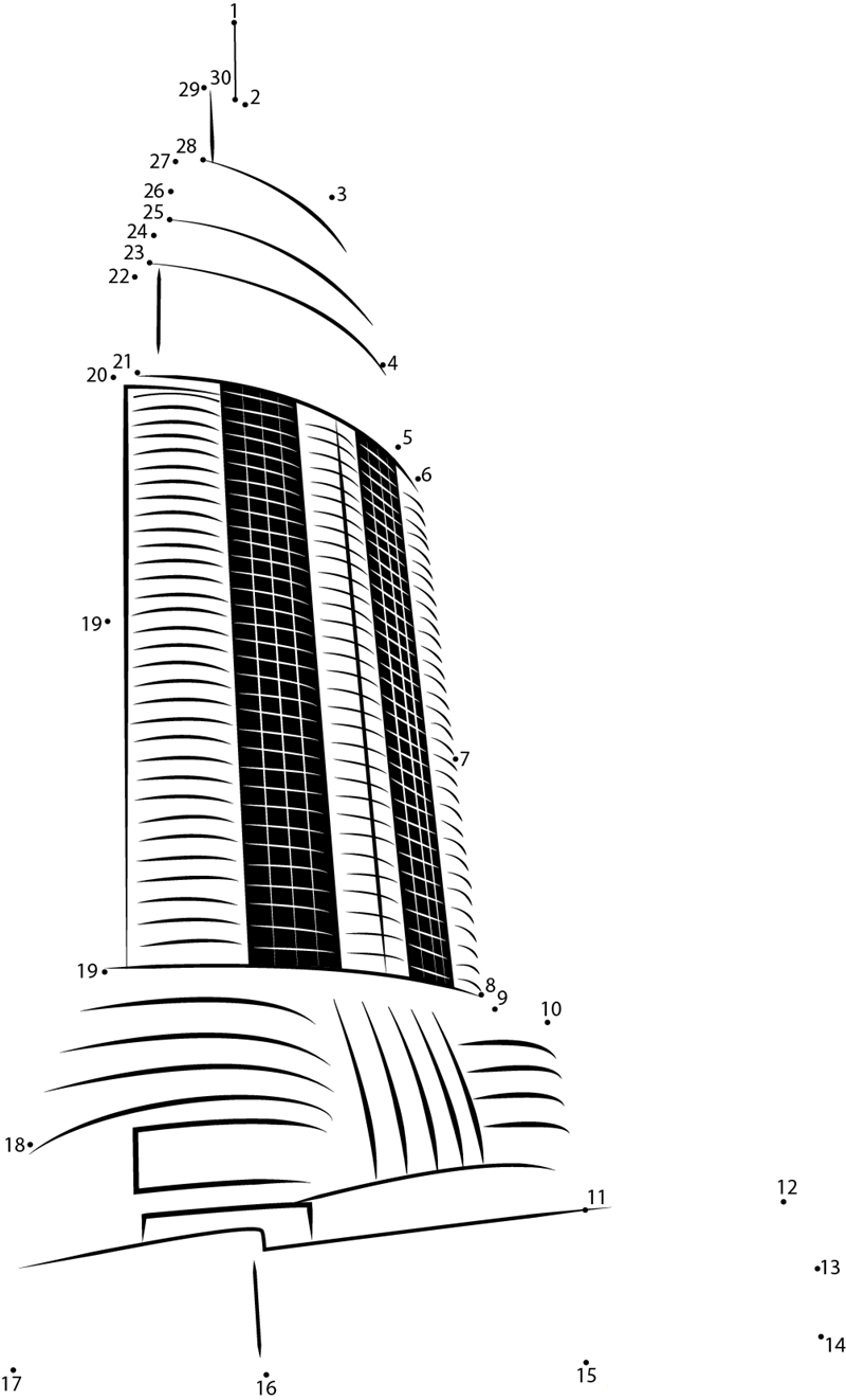 Db Dubai Mall Building dot to dot worksheets