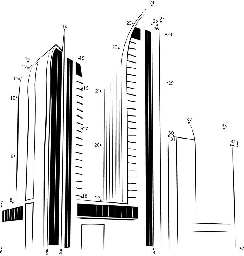 Financial District Skyscraper printable dot to dot worksheet