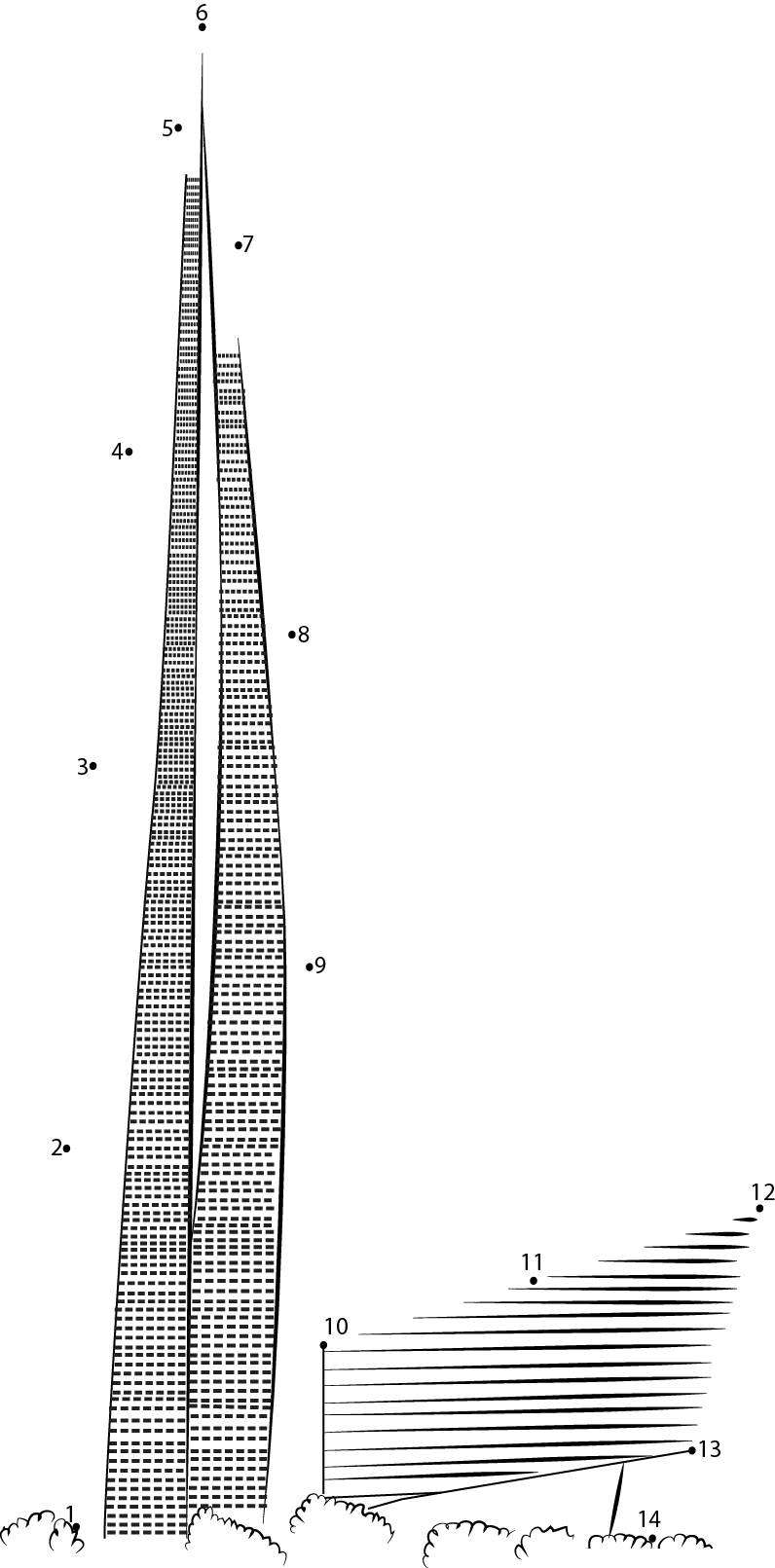 Oasis Tower Skyscraper printable dot to dot worksheet