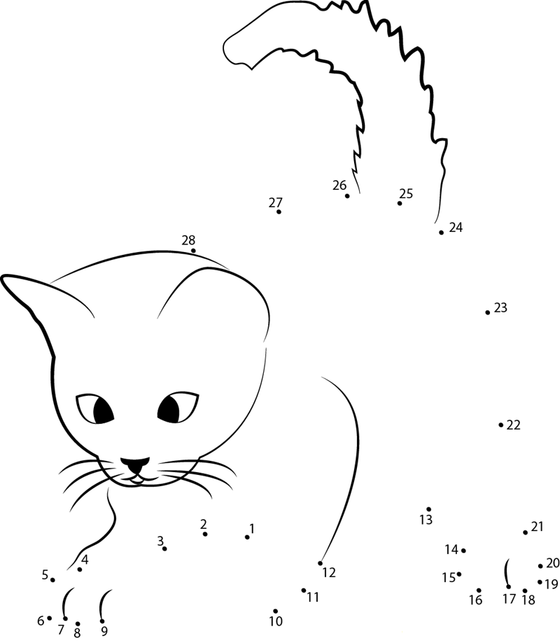 Cats Cat dot to dot worksheets