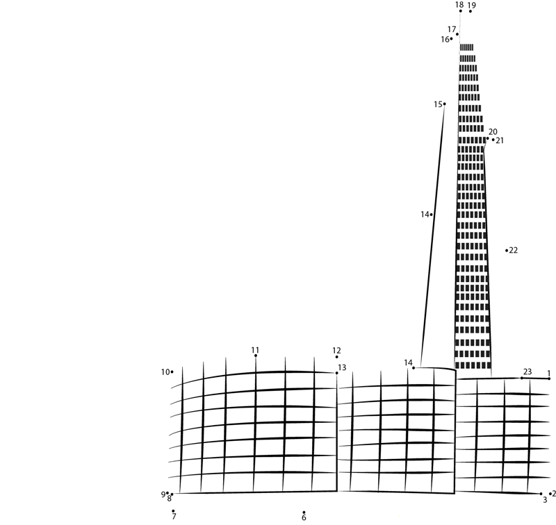 The Shard Highest Skyscraper dot to dot worksheets