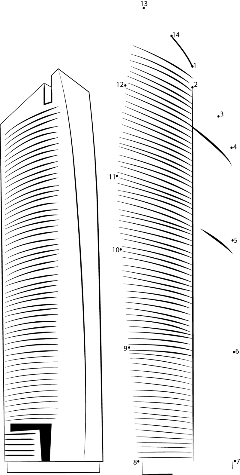 The Two Towers Skyscraper dot to dot worksheets