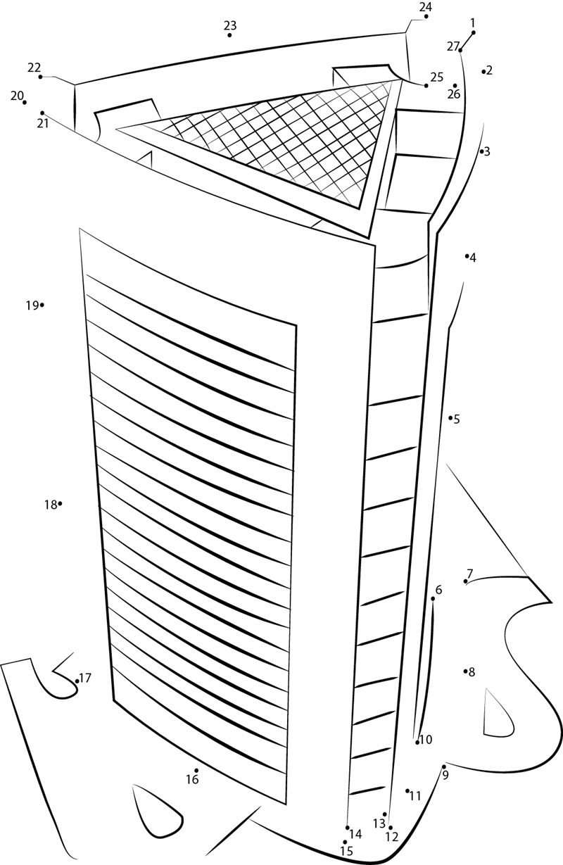 Triangular Skyscraper dot to dot worksheets