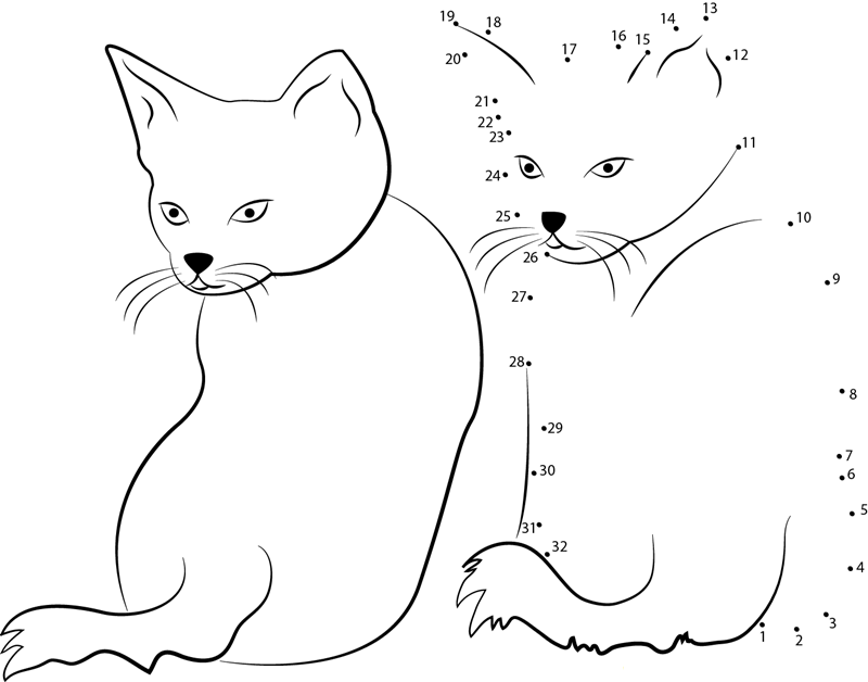 Cats Looks Back dot to dot worksheets