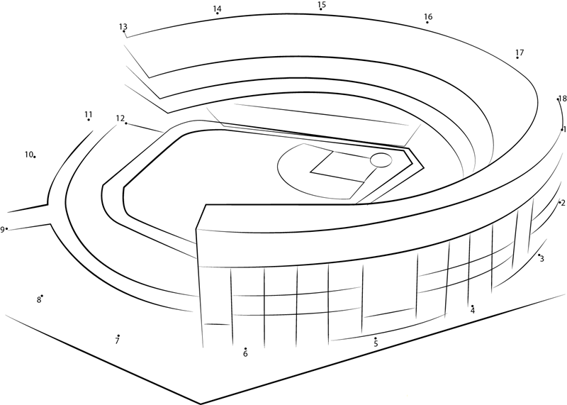 Baseball Stadium dot to dot worksheets