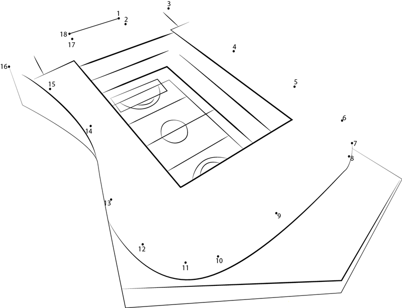 Basketball Stadium dot to dot worksheets