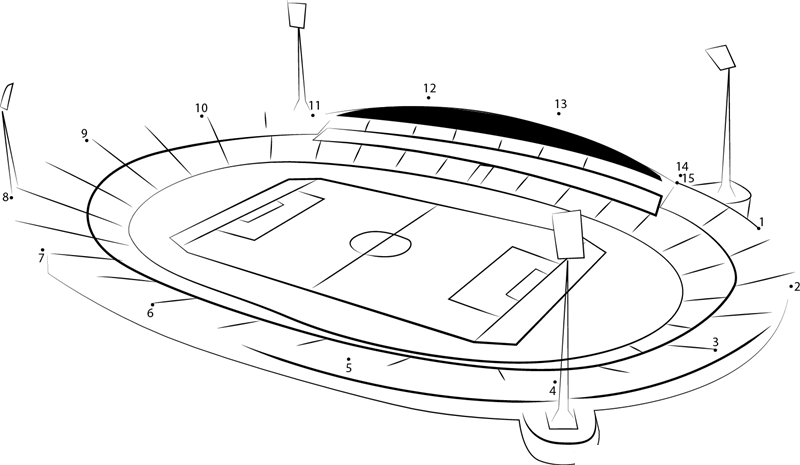 Football Stadium In India dot to dot worksheets