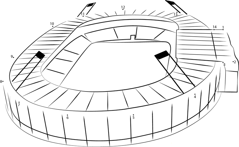 Stadium Toulouse dot to dot worksheets