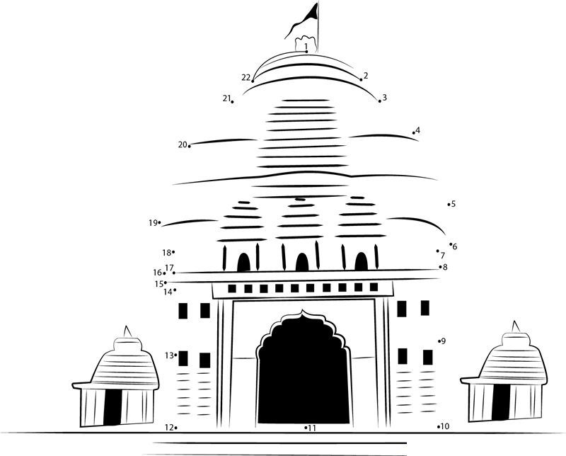 Bokaro Jagannath Temple dot to dot worksheets