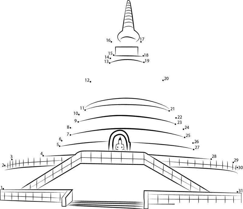 Buddha Temple dot to dot worksheets