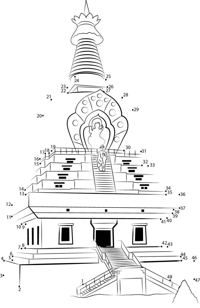 Dehradun Temple dot to dot worksheets